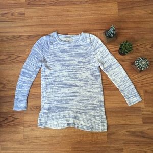 Loft Knit Sweater Heather Blue Sz Small